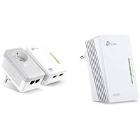 TP-Link CPL WiFi 300 Mbps + CPL 600 Mbps avec Ports Ethernet et Prise intégrée, Kit de 2 & TL-WPA4220 CPL 600 Mbps WiFi 300 Mbps, 2