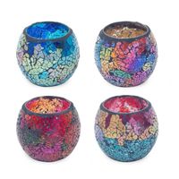 Bougeoir en verre avec vitrail coloré, couleur assortie (1 unité), bougeoir en verre décoratif ethnique multicolore, décoration