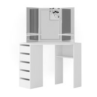Coiffeuse D'angle Tilda Vicco – Blanc – Avec Miroir Et 5 Tiroirs – Neuf En Carton