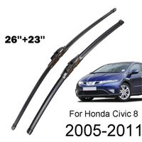 Balais D'essuie-glace Avant Pour Honda Civic 8 (2005-2011) - Lot De 2 (26+23 Pouces) - Caoutchouc Naturel, Aérodynamique, Silencieux - Toutes Saisons, Facile à Installer