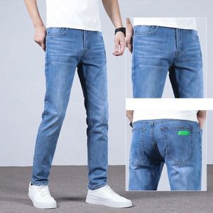 JEANS Jean Homme Coupe droite Taille standard avec 5 poches Effect blanchi Couleur unie Casual-303-Bleu