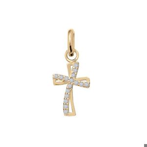 Pendentif Croix Pavée De Zircon - Plaqué Or 18 Carats (750/000), Pour Femme