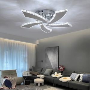 PLAFONNIER Plafonnier LED créatif à 5 lames en cristal moderne nordique pour la décoration d'intérieur lumière blanche D55xH10cm Chrome