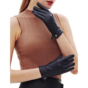 GANT - MITAINE Gants Tactile En Cuir Hiver Chaud Pour Femme Peau De Mouton De Conduite Moto Et De Travail Mode Cadeau[u838]