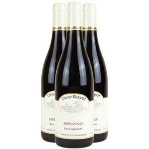 VIN ROUGE Marsannay Les Longeroies Rouge 2019 - Lot de 3x75cl - Domaine Olivier Guyot - Vin AOC Rouge de Bourgogne - Cépage Pinot Noir