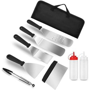Contient Spatules TANCUDER 7 Pi/èces Kit Accessoires Barbecue Outils de Barbecue Ustensiles pour Barbecue Bois Kit Plancha Ustensiles Kit de Plancha pour Spatule Grattoir Bouteilles de Sauce