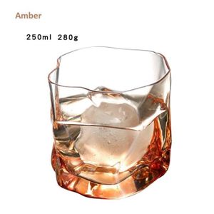 Verre à cocktail Verres - Verrines - Carafes,verre à Whisky en cristal de 280ml,forme irrégulière,pour Cocktail,Brandy,Tequila - Type amber