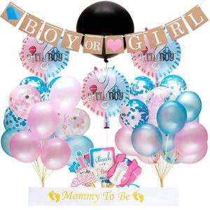 141Pcs Gender Reveal Party Decoration,132Pcs Kit Arche Ballon Rose et Bleu  et 4 Boite Baby