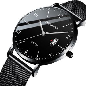 MONTRE Montre Homme Noir Ultra-Mince Acier Inoxydable Mon