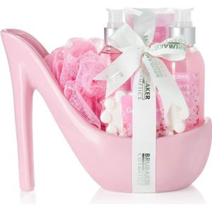 COFFRET CADEAU CORPS BRUBAKER Cosmetics - Coffret de bain & beauté - Fleur de cerisier - 6 Pièces - Escarpin décoratif - Rose  - Idée cadeau Femme