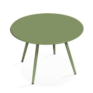 TABLE BASSE JARDIN  Table basse de jardin ronde en métal diamètre 50 cm - OVIALA - Palavas - Vert