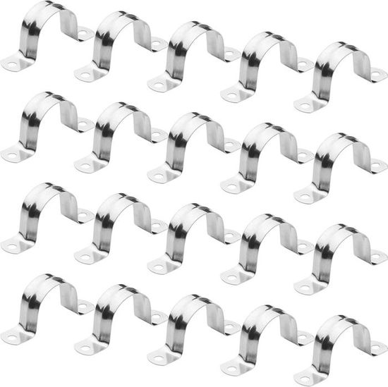 20 Colliers De Serrage En U Acier Inoxydable 8 Mm - Fixation Tuyaux Câbles Double Trou