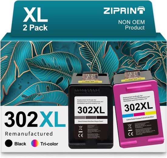 Cartouches Encre CMYBabee 302XL - Noir Et Couleur - Compatibles HP Envy, DeskJet, OfficeJet - Haut Rendement