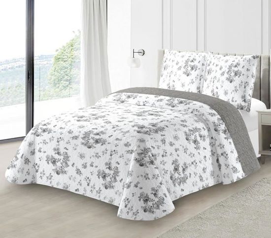 Couvre-lit Boutis épais Matelassé 220x240cm Avec 2 Taies