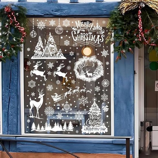 Autocollants Fenêtre Noël - 4 Pièces Vaches Décoratives - Adhésif Électrostatique, Réutilisable