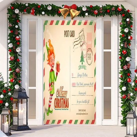 Bannière De Porte "Merry Christmas" Pailletée – Toile De Fond Noël 180x90 Cm – Décoration Maison, Fête – Avec Corde - 6