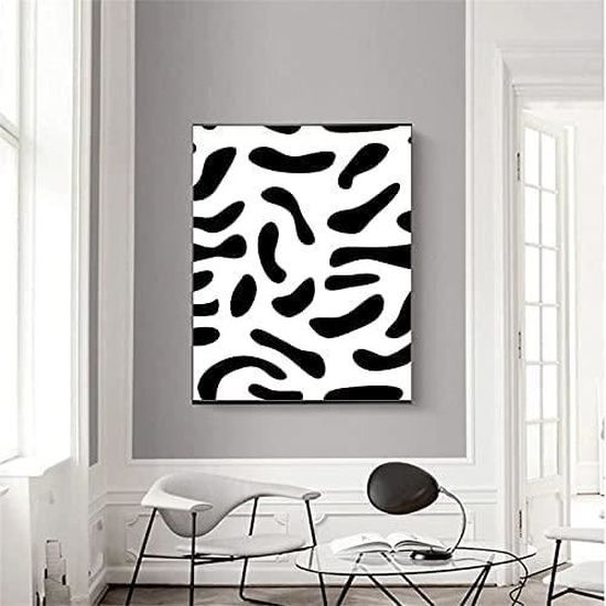 Tableau Murale Art Mural Noir et Blanc Peinture Tableaux Salon Moderne  Decoration à la Maison avec cadre 50x70cm[8154]