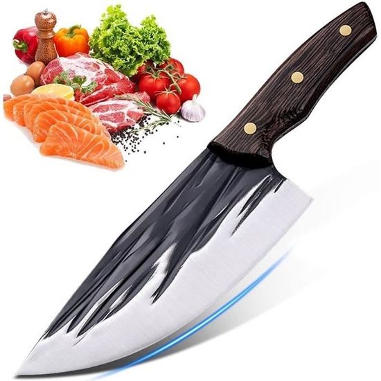 couteau japonais huusk, couteau à désosser forgé à la main professionnel, couperet, couteau de cuisine tranchant (pointu)