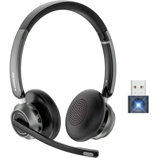 Casque Bluetooth Sans Fil Avec Micro Wantek 881BT - V5.2, Réduction De Bruit ANC, Dongle USB - Pour PC, Téléphone