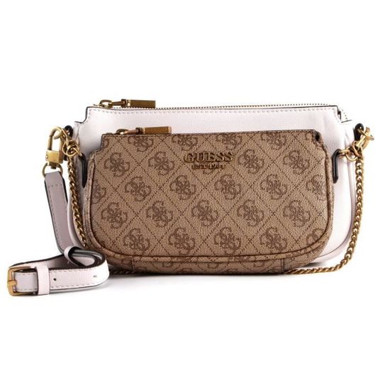 GUESS Mika Double Pouch Crossbody Brown 115681 Gris Cdiscount Bagagerie Maroquinerie