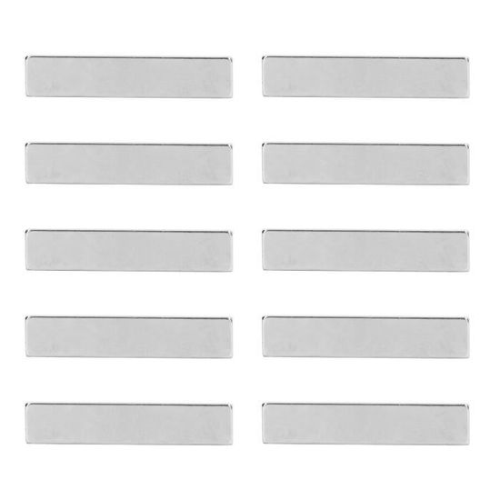 10 Aimants Néodyme Autocollants 50x10x3 Mm - Puissants, Rectangulaires - Pour Tableau, Bureau, Frigo