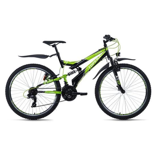 VTT tout suspendu 26" Topeka noir-vert KS Cycling - Mixte - 21 Vitesses - Taille de Cadre 48 cm