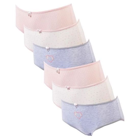 Lot De 6 Culottes En Coton Pour Filles 2-12 Ans - Rose - Confortable Et Lavable En Machine