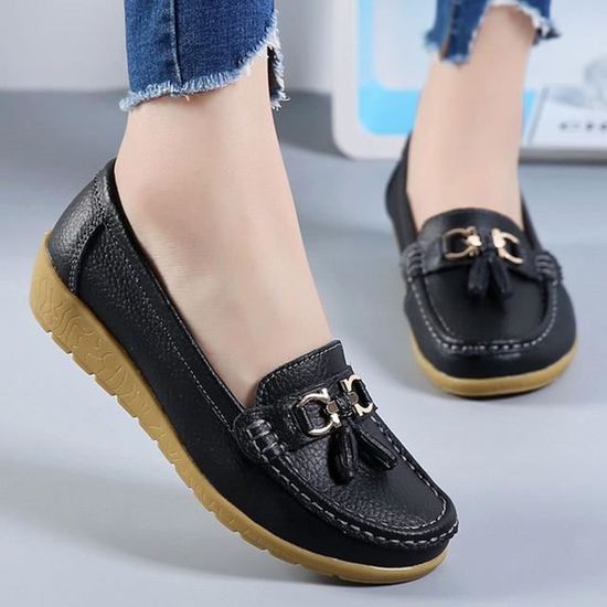 Mocassins Femme En Daim - Confortables Slip-on - Chaussures Plates Décontractées - Pour Travail, école, Sortie - Taille 36 à 41
