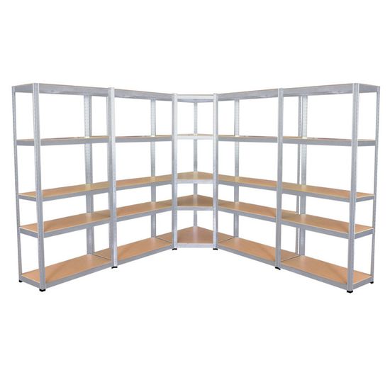 Lot De 2 étagères Métal XXL 220x120x45 Cm - 5 Plateaux, Charge Totale 1325 Kg, Modulables, Pour Garage/atelier