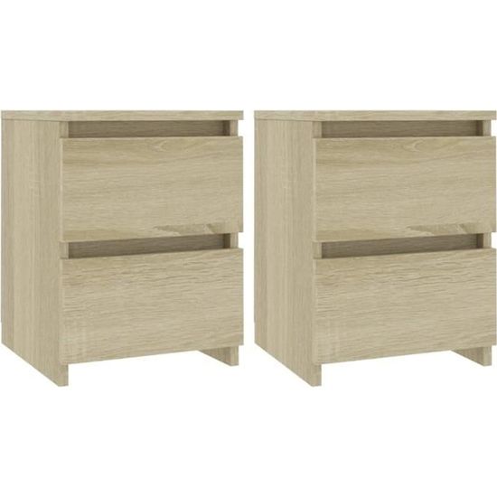 Tables De Chevet Avec LED 2 Pcs Chêne Artisanal Bois