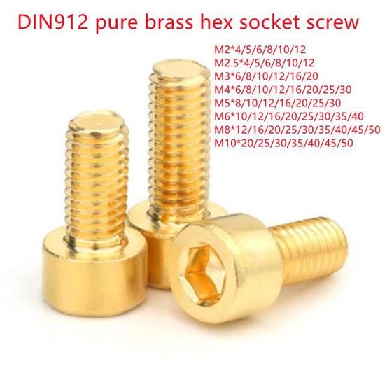 VIS,M2.5 20PCS-16mm--Vis À Tête Hexagonale En Laiton Pur, Vis M2 M2.5 ...