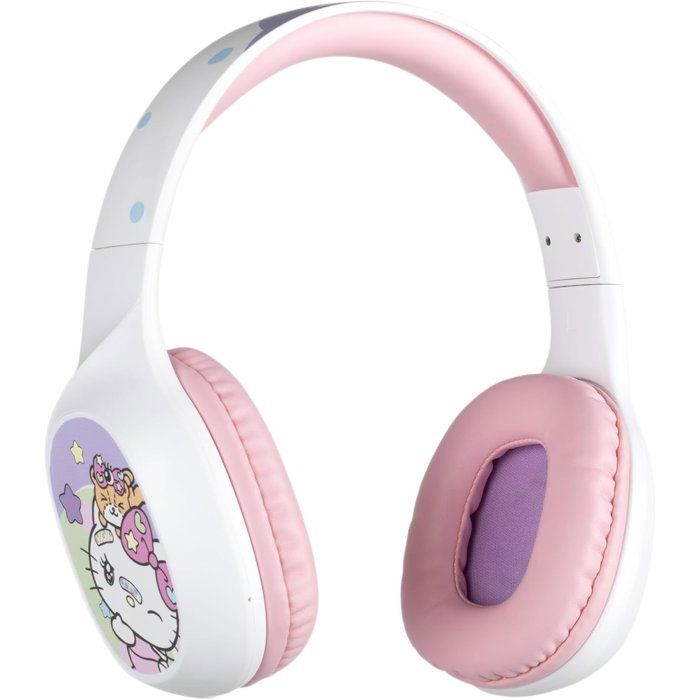 Casque audio - Sans fil - Konix - Hello Kitty - Bluetooth 5.3 PC smartphones et tablettes - Autonomie 30 h - Blanc et rose