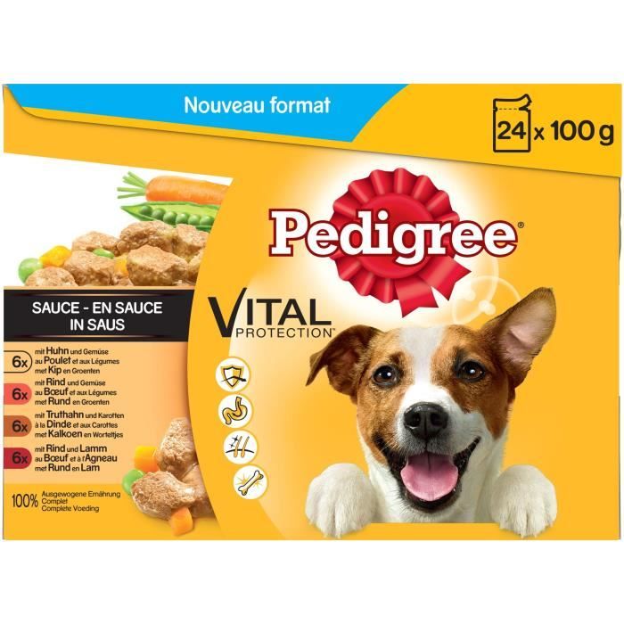 PEDIGREE Sachets fraîcheur en sauce - 4 variétés - Pour chien adulte - 24 x 100 g