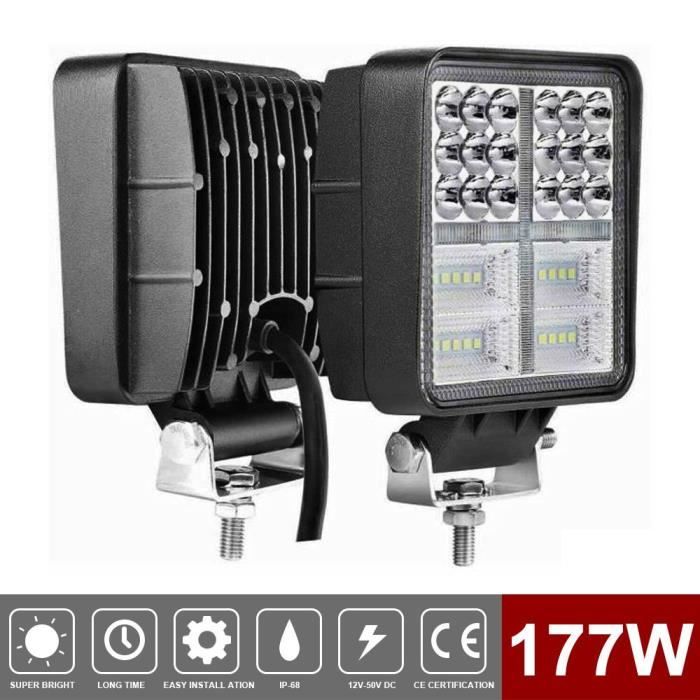 Antom 177W Phare de Travail Led 17700LM Feux de Recul Led 12v, Phare Led Projecteurs pour voiture, tracteur bateau, 12-24v camion