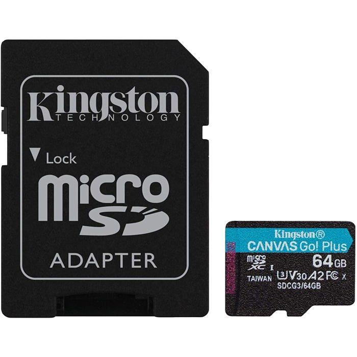 STOCKAGE, Cartes mémoire, Micro SD, Kingston 64 Go Microsd Canvas Go Plus