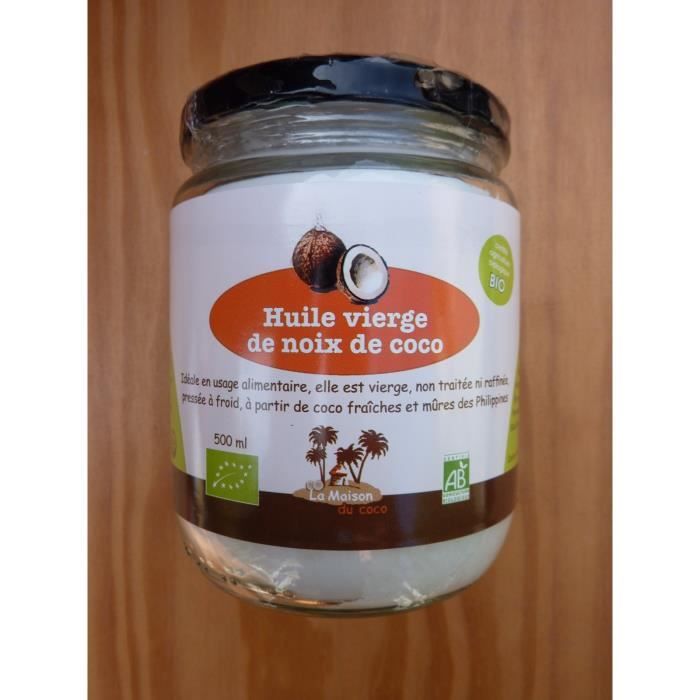 100% Huile vierge de noix de coco biologique et éq