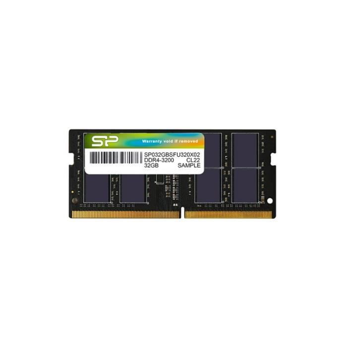 Silicon Power DDR4 SODIMM Mémoire RAM 3200 MHz CL22 32 GB () Noir - SP032GBSFU320X02