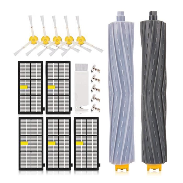 Kupton Kit de remplacement pour aspirateurs Roomba iRobot séries 800 et 900 avec 5 filtres Hepa + 5 filtres pour brosse latérale + 2