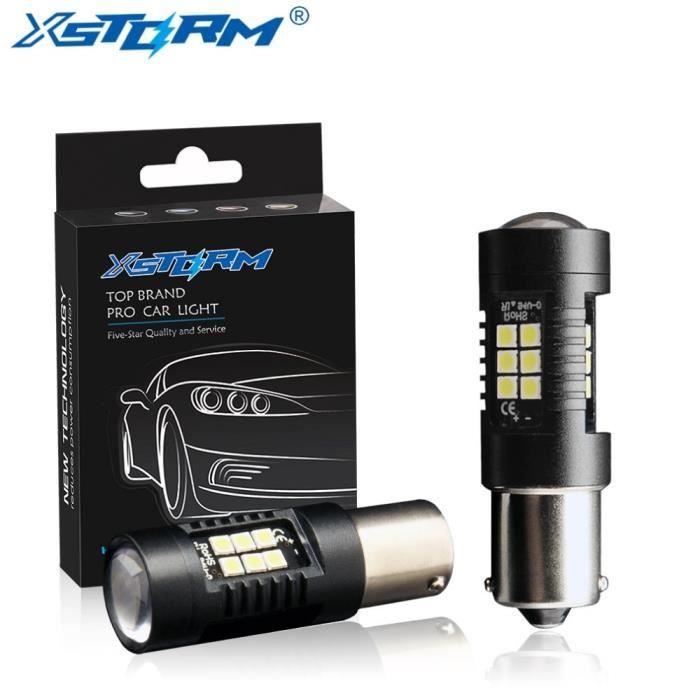 Rouge -Ampoule automatique inversée de voitures, lumières blanches, jaunes, rouges, ambre, R5W, 12V, 2 pièces P21W, 1156 BA15S, Led