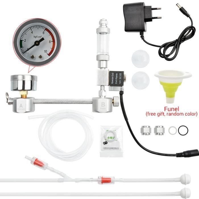 Aquarium,NICREW bricolage CO2 pour Aquarium co2 régulateur système Kit co2 diffuseur avec Valve bulle - Type Solenoid and Eu Plug