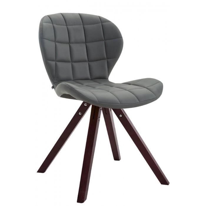 Admirable Chaise visiteur gamme Saint-Georges cuir synthetique carre cappuccino (chene) couleur gris