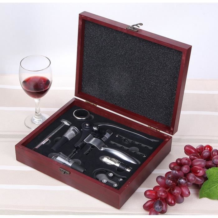 Ensemble 9 Pièces Ouvre Bouteille de Vin et Accessoires avec Coffret Cadeau- Tire-Bouchon à Levier, Bouchons, Bec Ve