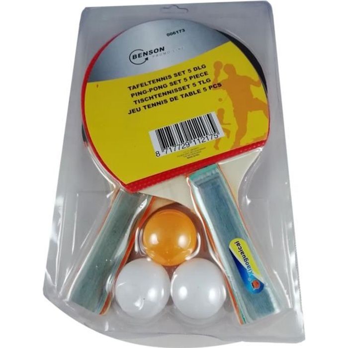 5 pcs Set de Ping Pong 2 Raquettes Tennis de Table + 3 Balles