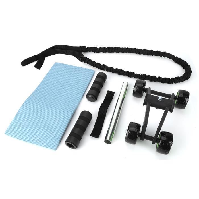 Drfeify Ab Wheel Roller 4 roues Fitness Ab Roller Workout System Exerciseur abdominal Genouillère Pad Gym (avec genouillère +