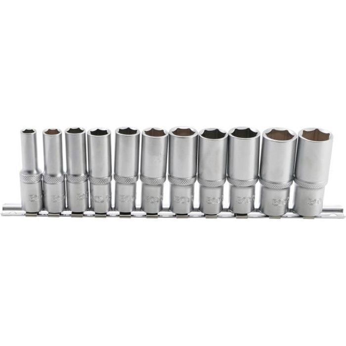 JEU DE 11 DOUILLES 6 PANS BGS LONGUES, PROFONDES, 8 A 19 mm Carré 3/8