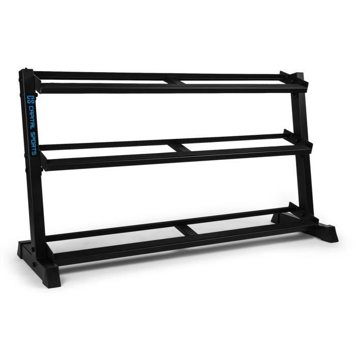 CAPITAL SPORTS Traytor H Rack de rangement sur 3 niveaux pour haltères de musculation et Dumbbell - Cadre acier