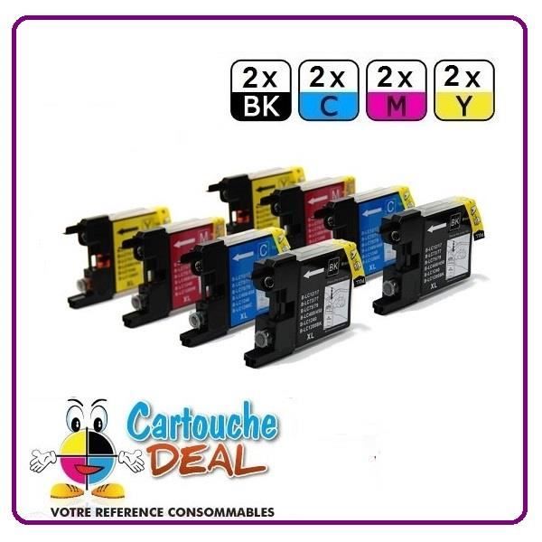 2+6 Cartouche générique compatible BROTHER LC-1240 LC-1280