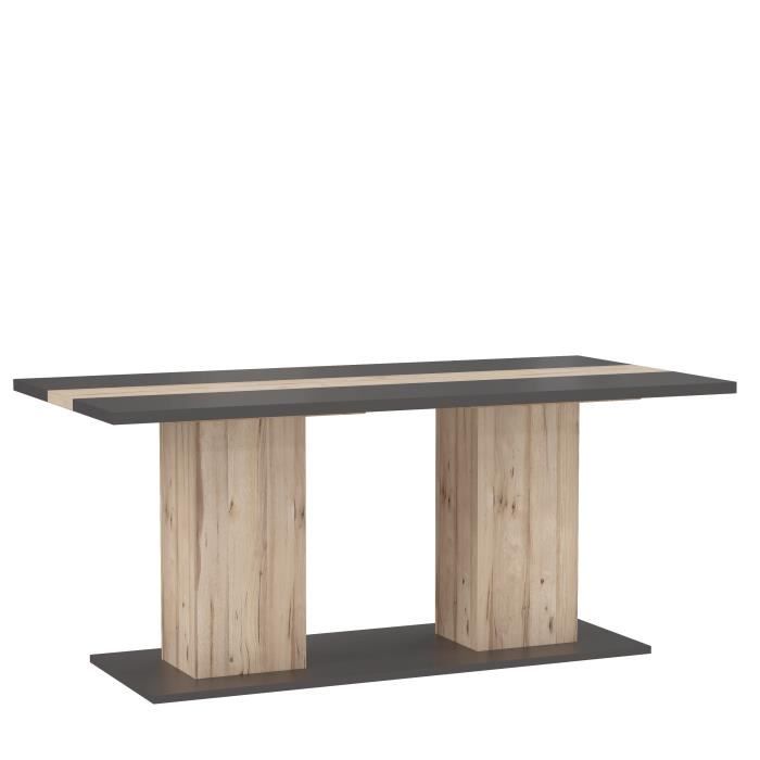 Table à manger COMO - L 180 x P 90 x H 78,2 cm - Décor chêne et gris