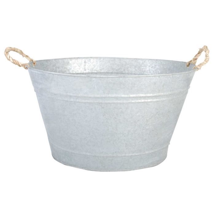 Jardinière bassine en zinc patiné 48x37x28,7cm