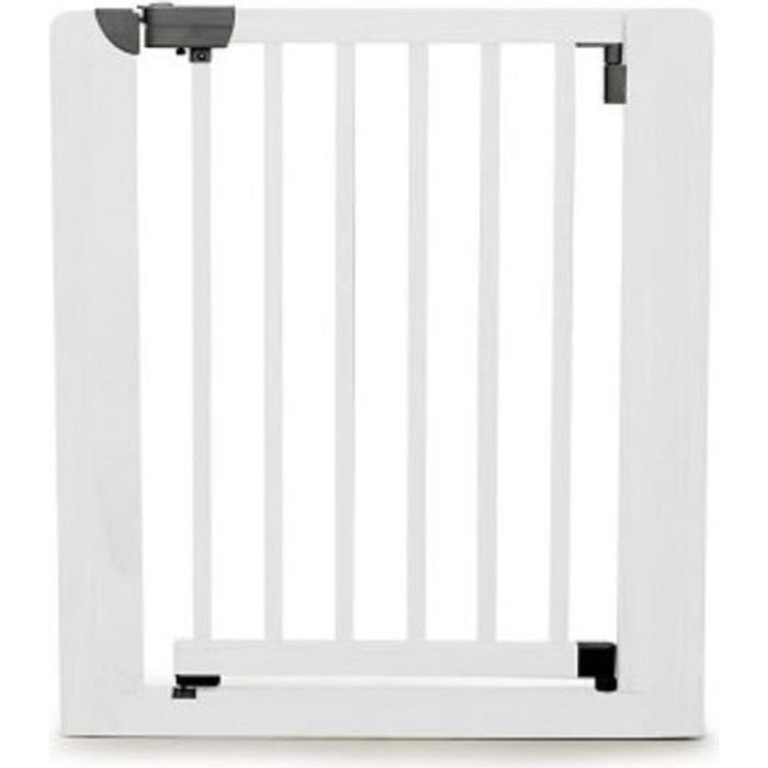 GEUTHER Barrière de sécurité easy close en hêtre massif coloris blanc pour porte et escalier - Réglable : 73,5 à 81 cm